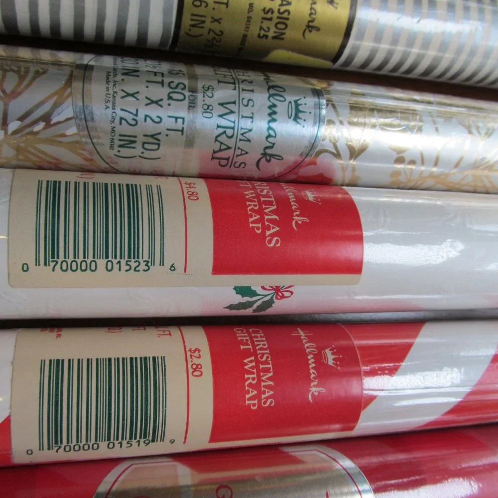 Vintage NEW Hallmark Wrapping Paper Holly Candy Cane ~ 5 Rolls New in Packages